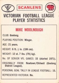 1974 Scanlens VFL #17 Mike Woolnough Back